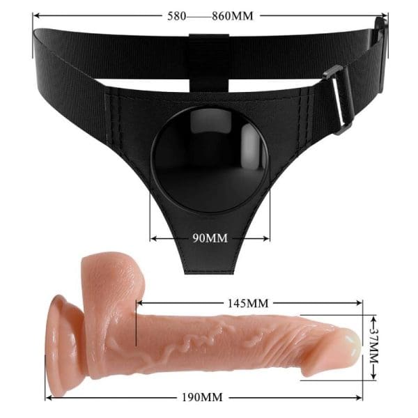 PRETTY LOVE - HARNESS BRIEFS UNIVERSAL HARNESS WITH DILDO KEVIN 19 CM NATURAL 6